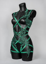 Load image into Gallery viewer, POISON IVY - Green Sequin Lace bodycage
