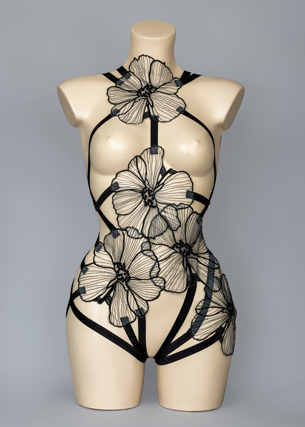 THE NIGHT DARKENS - Sheer Organza Bloom Bodycage