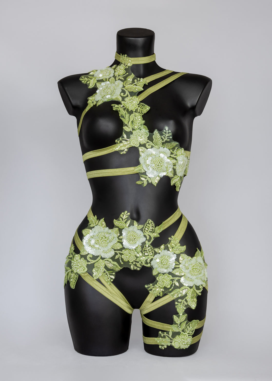 SUGAR MINT - Sequin & Bead Lace Cage Bralette