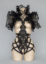 Load image into Gallery viewer, SALEM - Gothic Black Sequin Bodycage &amp; Tulle Bolero Set
