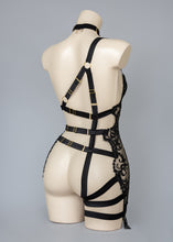 Cargar imagen en el visor de la galería, VIDA - One Shoulder Black Lace Bodycage &amp; Choker
