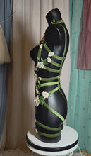 Load and play video in Gallery viewer, PERSEPHONE SNOW - *Made to Order* Ivory &amp; Green Lace Goddess Bodycage
