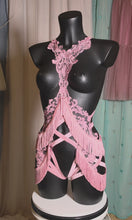 Carica e avvia il video nel visualizzatore di galleria, WOKE UP IN PARIS - *Made to Order* Pink Lace Fringe Shimmy Bodycage
