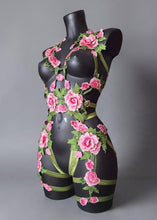 Carica l'immagine nel visualizzatore di Gallery, PERSEPHONE BLUSH - *Ready to Ship* Pink &amp; Green Lace Goddess Bodycage UK 6-8/US 2-4/EU 34-36
