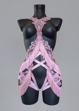 Load image into Gallery viewer, WOKE UP IN PARIS - *Ready to Ship* UK 6-8/US2-4/EU 34-36 Pink Lace Fringe Shimmy Bodycage
