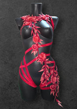 Charger l'image dans la galerie, ALCHEMY - Red Lace &amp; Crystal Bodycage *Ready to Ship* UK 10-12/US 6-8/EU 38-40
