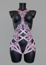 Load image into Gallery viewer, WOKE UP IN PARIS - *Ready to Ship* UK 6-8/US2-4/EU 34-36 Pink Lace Fringe Shimmy Bodycage

