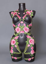 Carica l'immagine nel visualizzatore di Gallery, PERSEPHONE BLUSH - *Ready to Ship* Pink &amp; Green Lace Goddess Bodycage UK 6-8/US 2-4/EU 34-36
