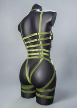 画像をギャラリービューアに読み込む, PERSEPHONE SNOW - *Ready to Ship* Ivory &amp; Green Lace Goddess Bodycage UK 6-8/US 2-4/EU 34-36
