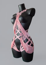 Load image into Gallery viewer, WOKE UP IN PARIS - *Ready to Ship* UK 6-8/US2-4/EU 34-36 Pink Lace Fringe Shimmy Bodycage
