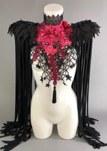 Load image into Gallery viewer, DANSE MACABRE - Crimson &amp; Black Lace Harness Collar &amp; Epaulettes
