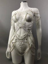 Load image into Gallery viewer, IMMORTALIA - White Lace &amp; Pearl String Bodycage
