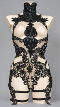 Cargar imagen en el visor de la galería, MAGIE NOIRE - Couture Black Beaded Lace Bodycage
