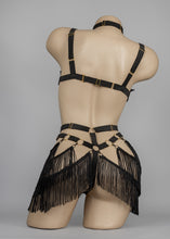 Load image into Gallery viewer, NOEMI - Black Fringed Shimmy Bra &amp; Briefs Set
