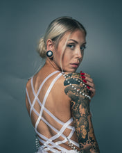Load image into Gallery viewer, IMMORTALIA - White Lace &amp; Pearl String Bodycage

